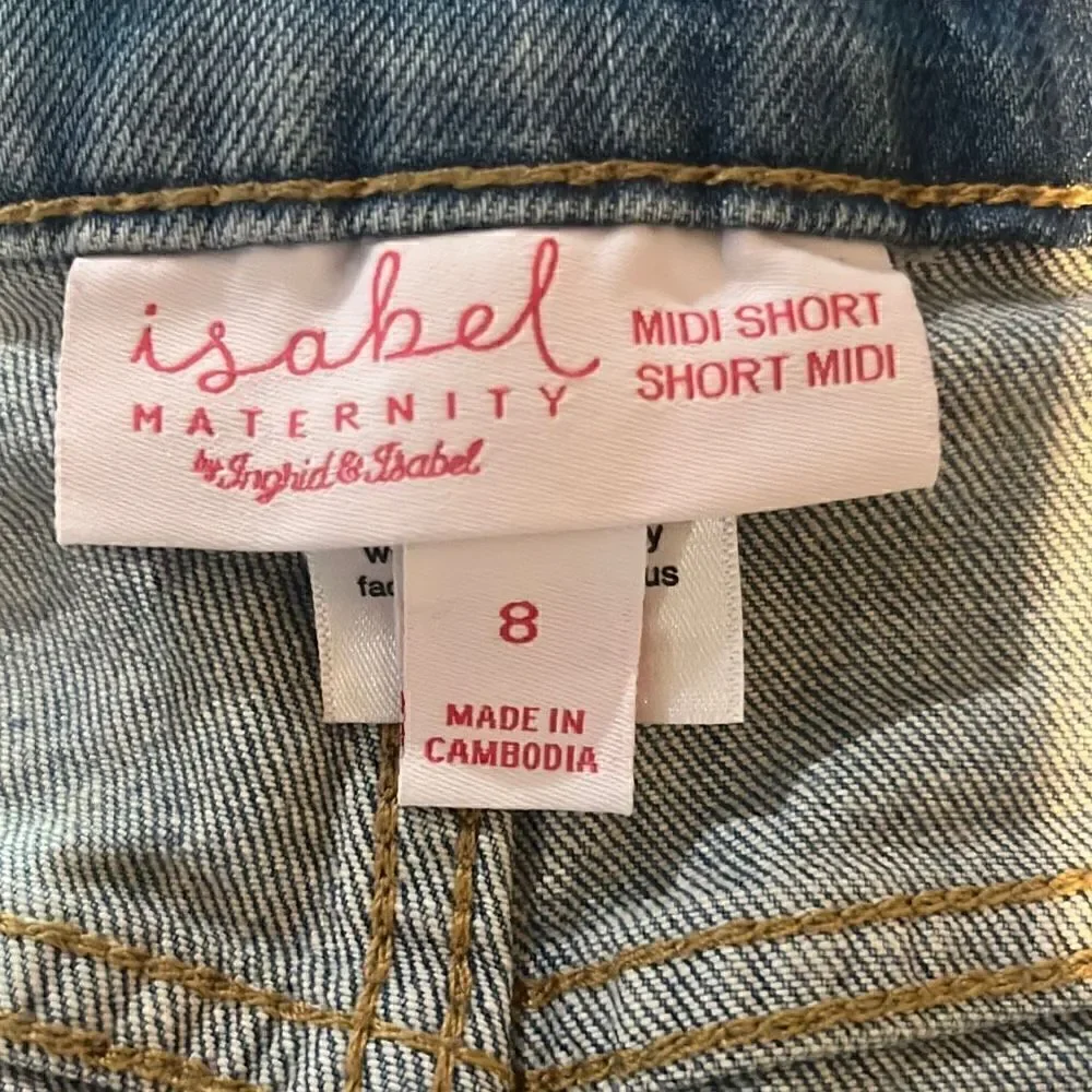 Isabel Maternity Under Belly Midi Maternity Jean Shorts Size 8